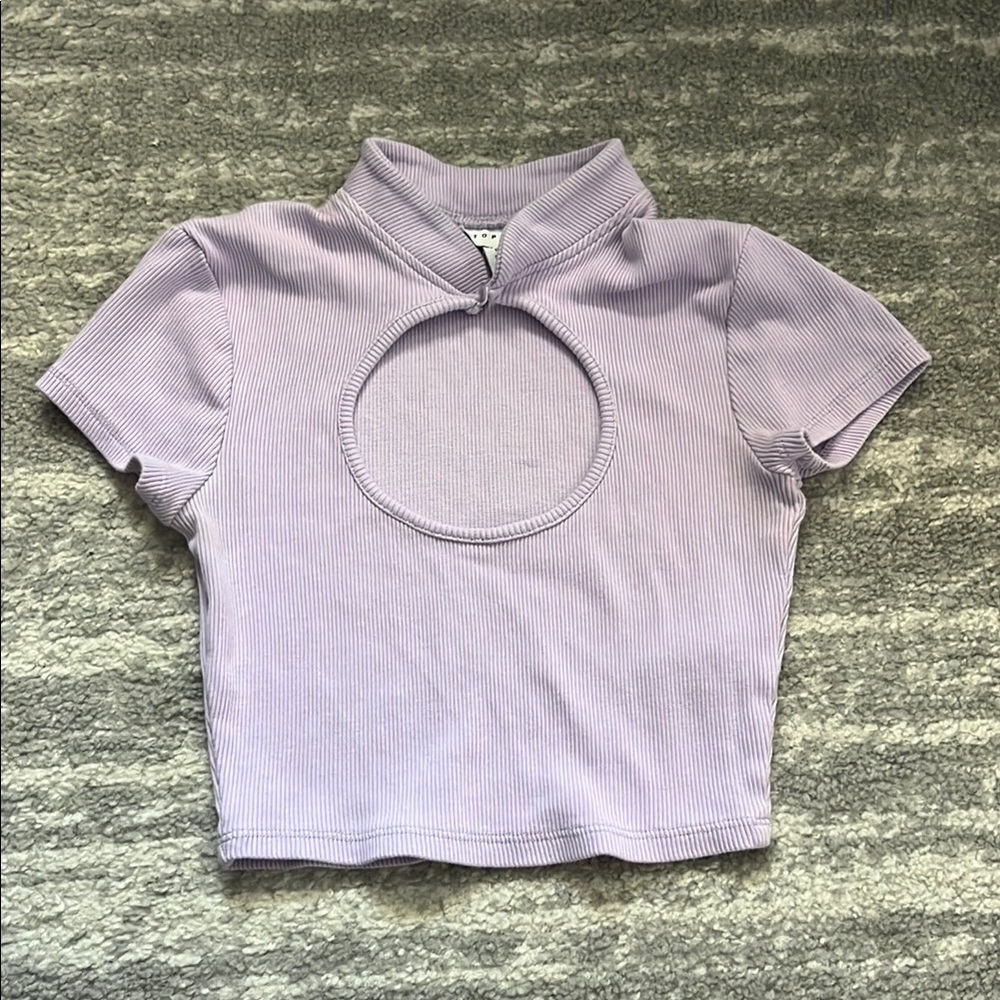 Lilac Mandarin Collar Crop Top